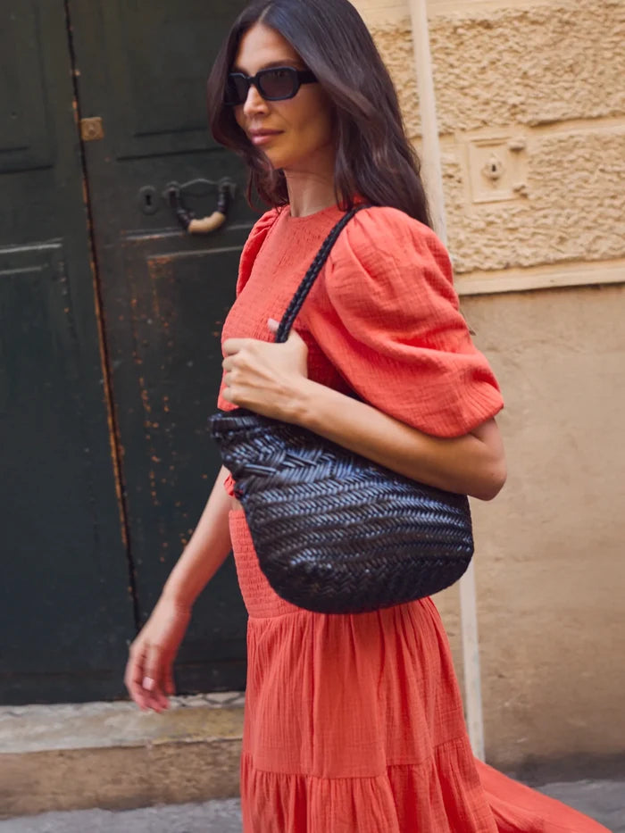 Coral Cheesecloth Shirred Top