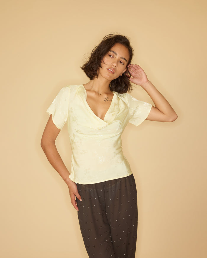 COTERIE COWL TOP  BUTTER JACQUARD