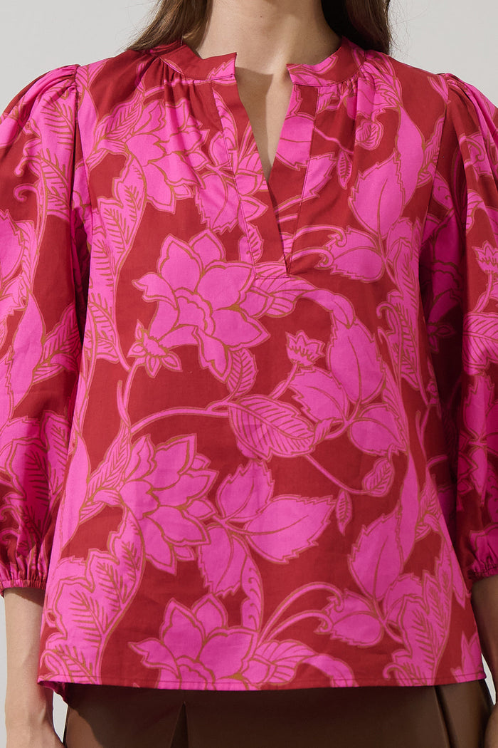 Craney Floral Cheney Split Neck Top