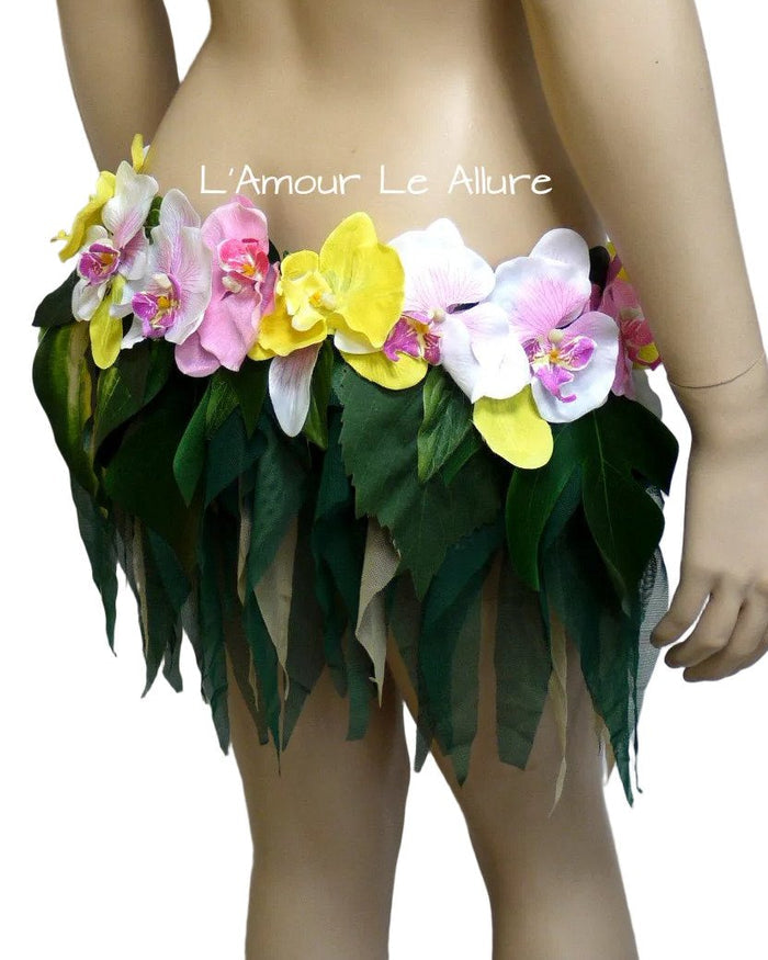 Custom Order For Riley - Hula Island Girl Orchid Flower Skirt Only