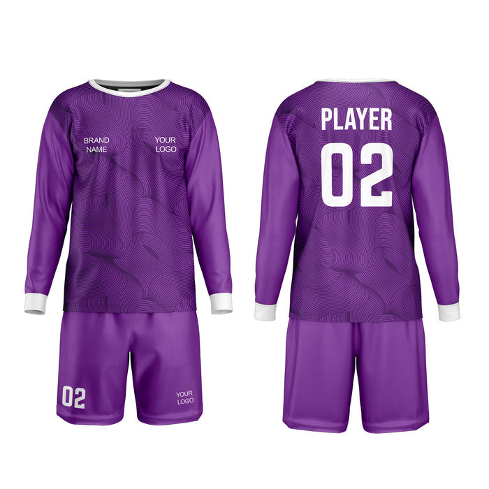 Soccer goalkeeper kit with customizable text on a white background