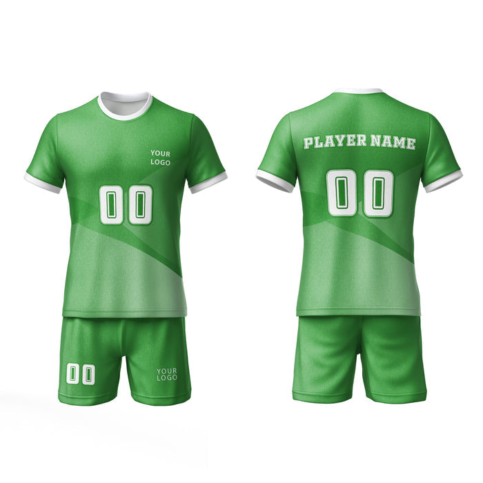Sports jersey and shorts set with customizable text on a white background