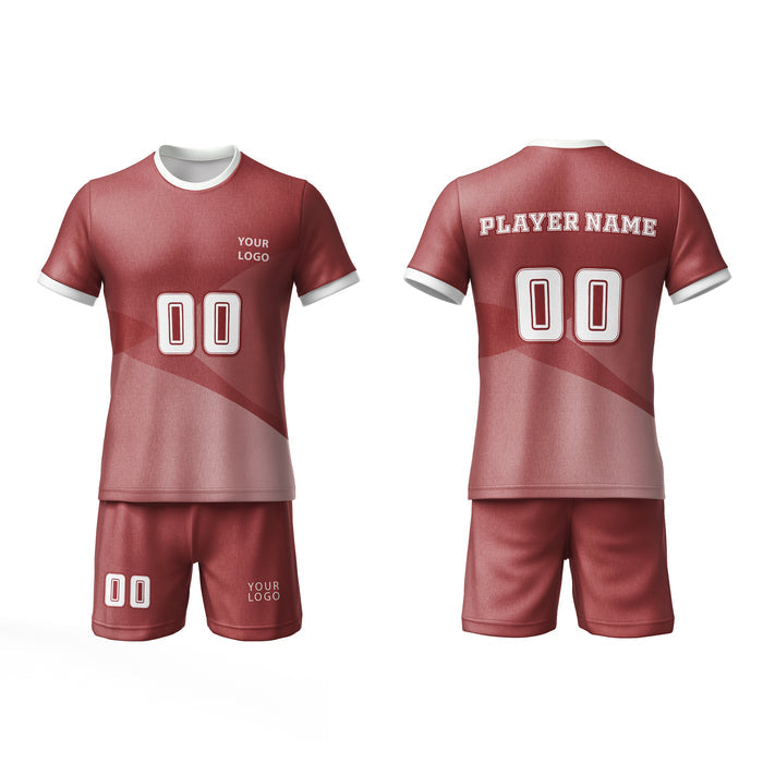 Sports jersey and shorts set with customizable text on a white background