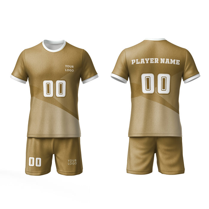 Sports jersey and shorts set with customizable text on a white background