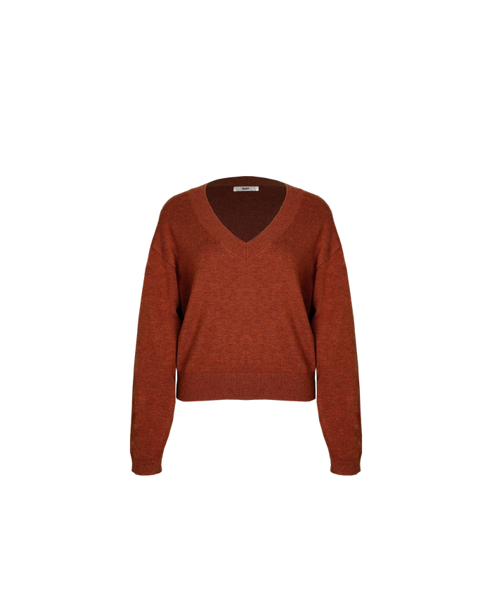 CYRUS V-NECK SWEATER RUST