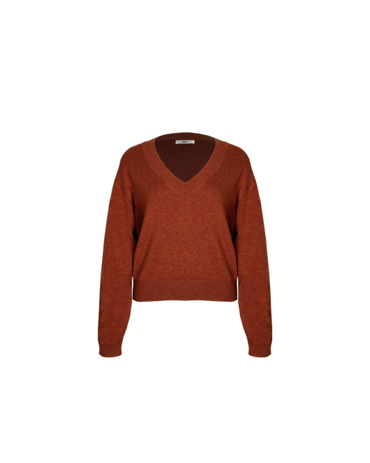 CYRUS V-NECK SWEATER RUST