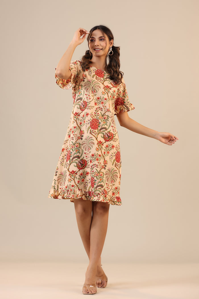Dahlia Jaal on Beige Cotton T shirt Dress