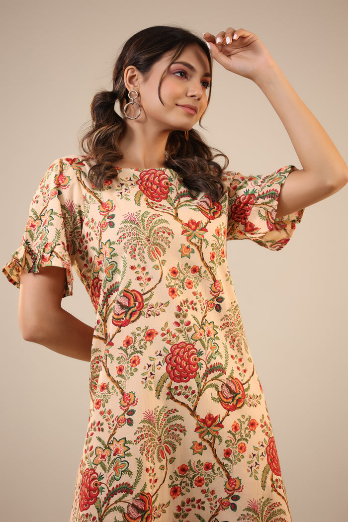 Dahlia Jaal on Beige Cotton T shirt Dress