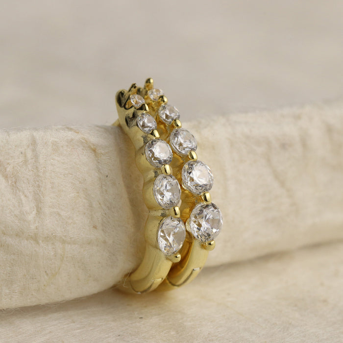 Dainty Gradient Stone Huggie Hoops - La Lovely Vintage
