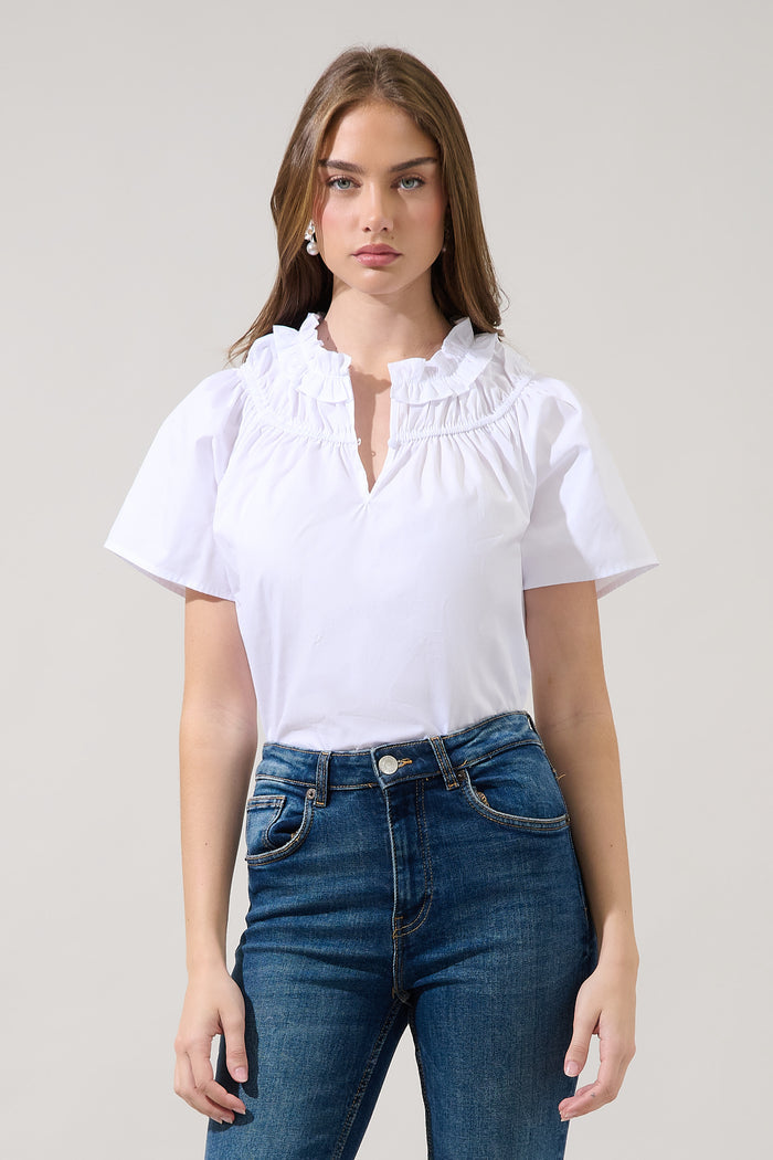 Darthy Smocked Short Sleeve Top
