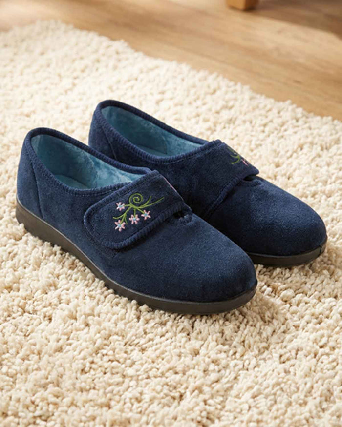 DB Wider Fit Caroline House Shoe - Blue - DB Wider Fit