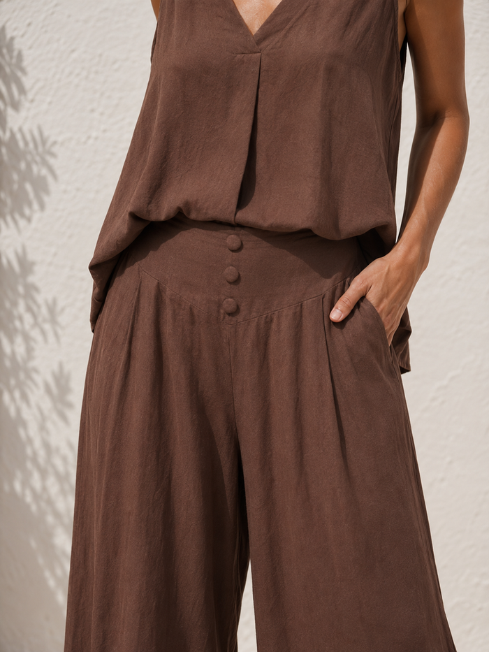 Deja V Neck Co-Ord Chocolate