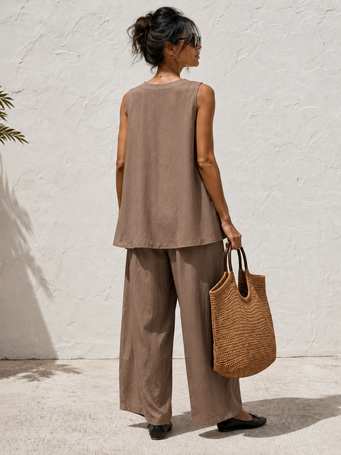 Deja V Neck Co-Ord Latte