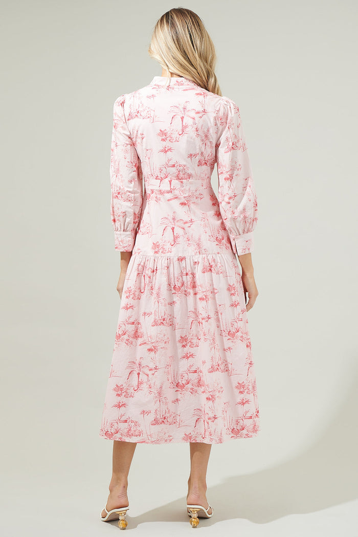 Del Rey Toile Button Up Midi Dress
