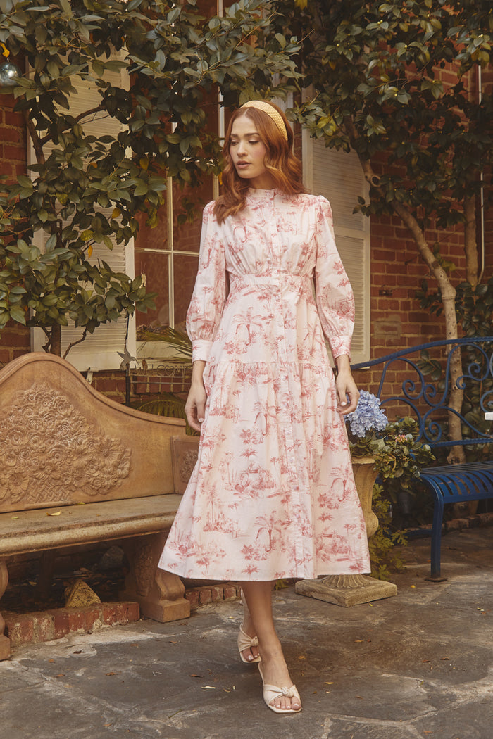 Del Rey Toile Button Up Midi Dress