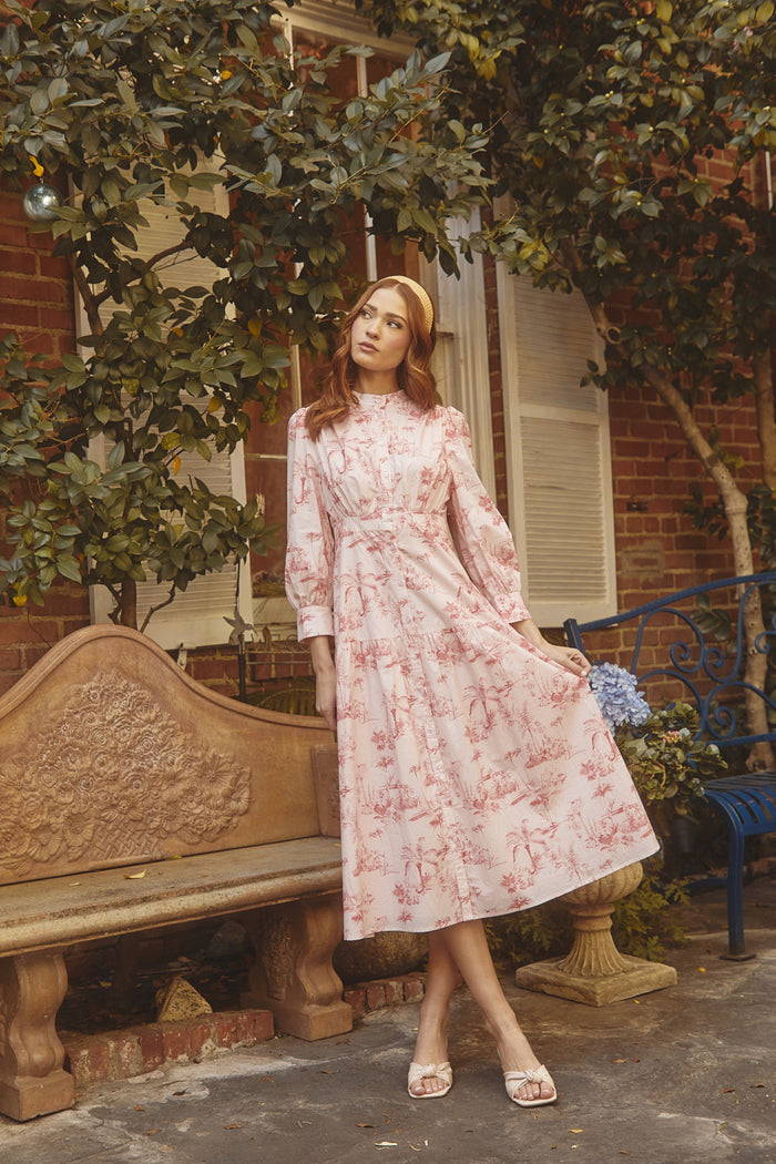 Del Rey Toile Button Up Midi Dress