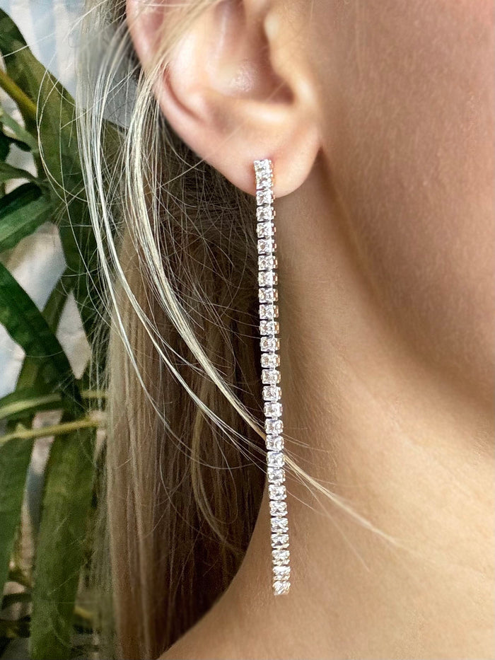 DIAMANTÉ TENNIS DROP EARRING
