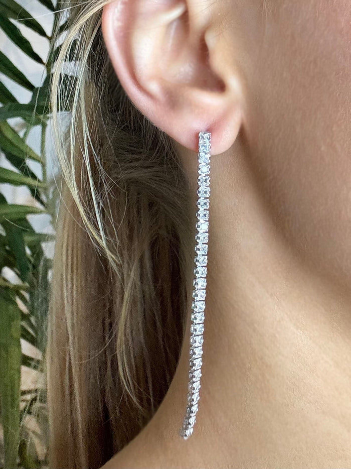DIAMANTÉ TENNIS DROP EARRING
