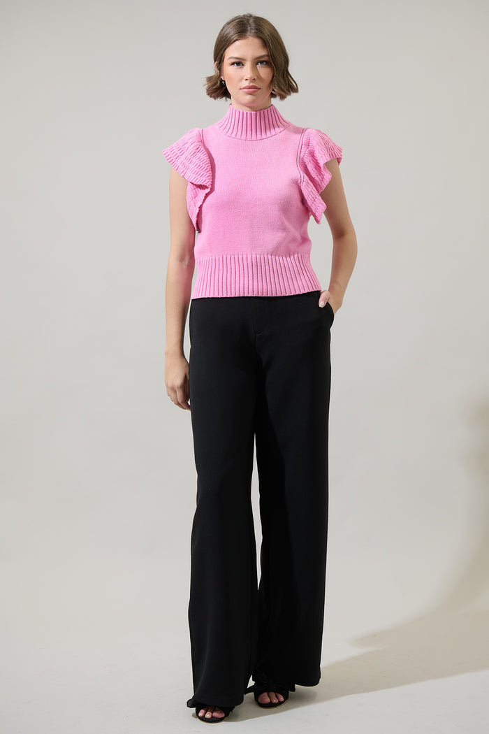 Diantha Ruffled Cropped Sweater Top