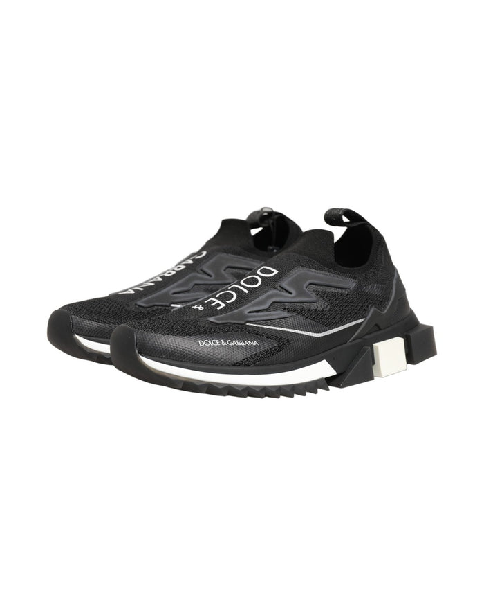 Dolce & Gabbana Black White Sorrento Slip-On Logo Sneakers Shoes