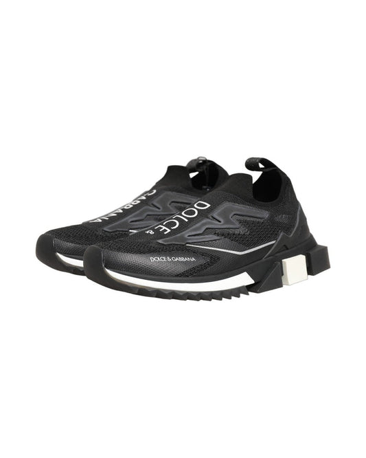 Dolce & Gabbana Black White Sorrento Slip-On Logo Sneakers Shoes