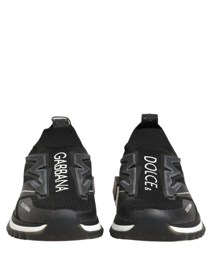 Dolce & Gabbana Black White Sorrento Slip-On Logo Sneakers Shoes