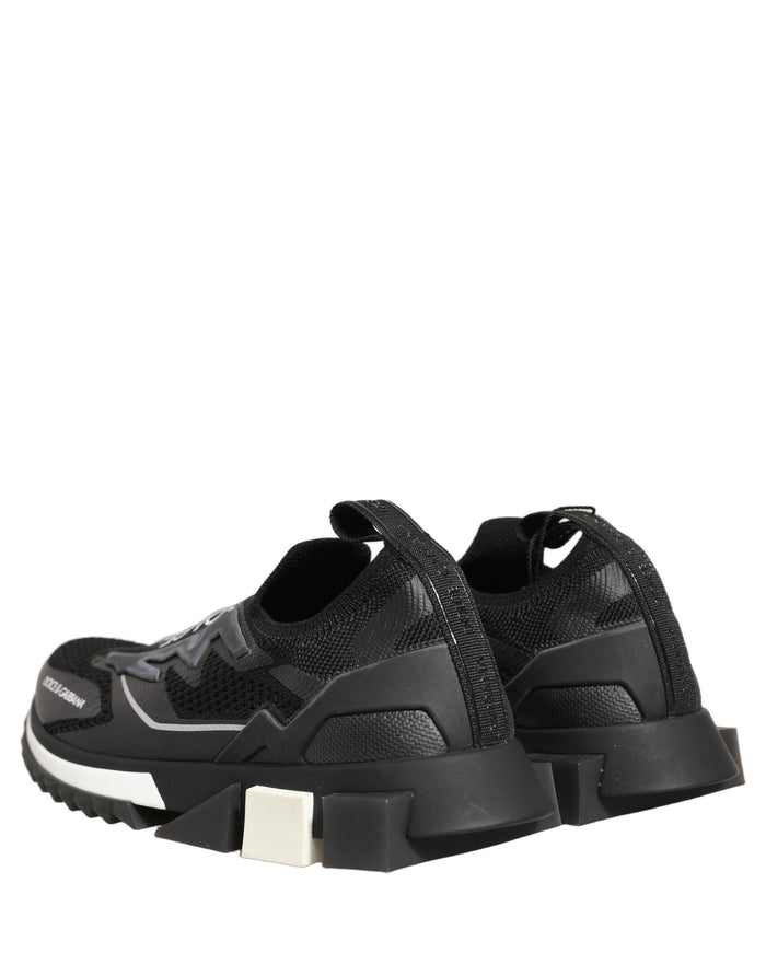 Dolce & Gabbana Black White Sorrento Slip-On Logo Sneakers Shoes