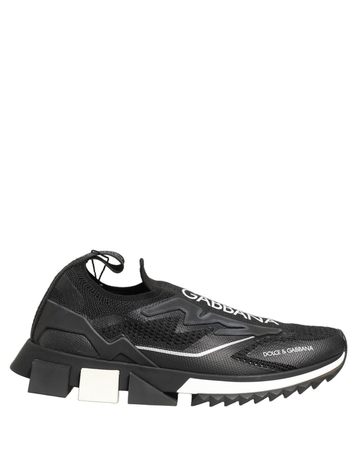 Dolce & Gabbana Black White Sorrento Slip-On Logo Sneakers Shoes