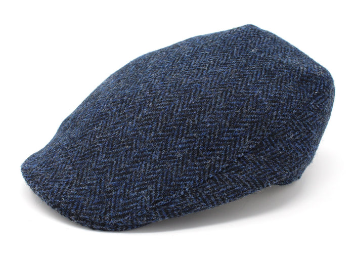 Blue and Black Herringbone - Scottish Harris Tweed / Small