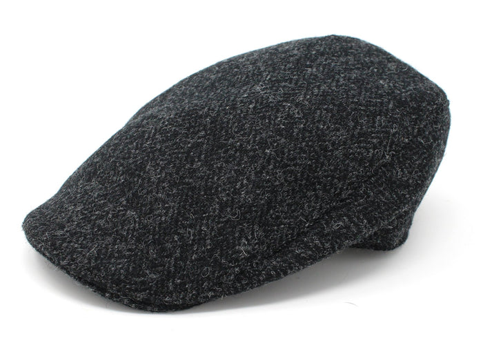 Black and Charcoal Herringbone - Scottish Harris Tweed / Small