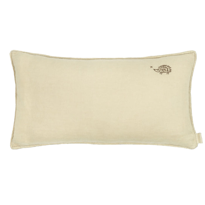 Embroidered Rectangular Cushion French Linen Green Tea 50x30 cm