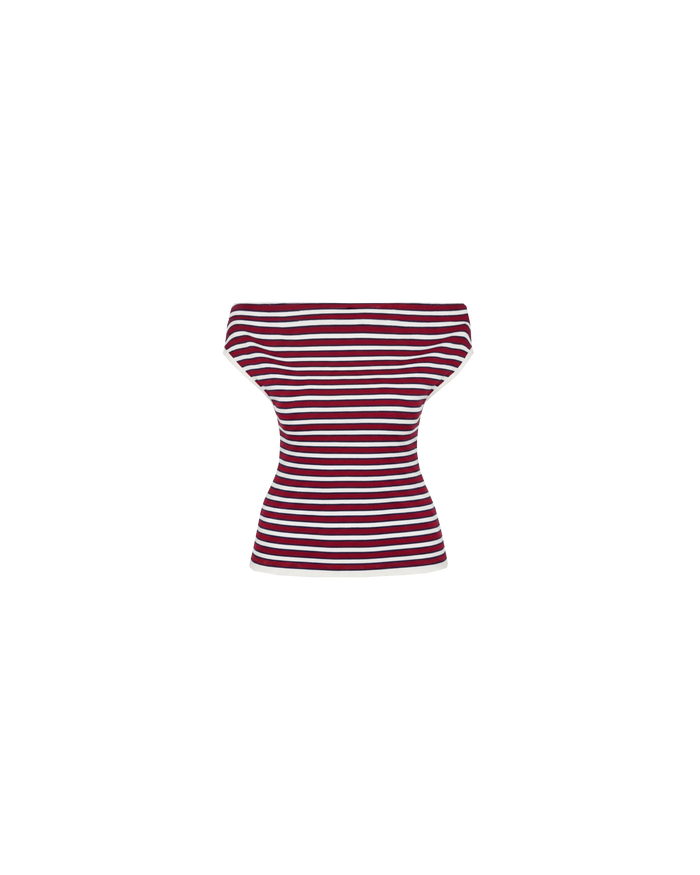 EMMA KNIT TOP NAVY WHITE RED STRIPE