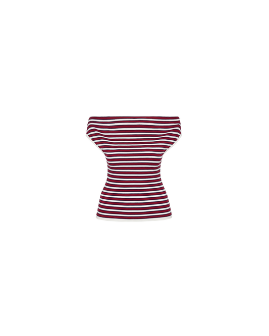 EMMA KNIT TOP NAVY WHITE RED STRIPE