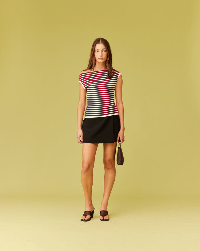 EMMA KNIT TOP NAVY WHITE RED STRIPE