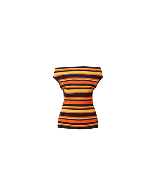 EMMA KNIT TOP TANGERINE NAVY STRIPE