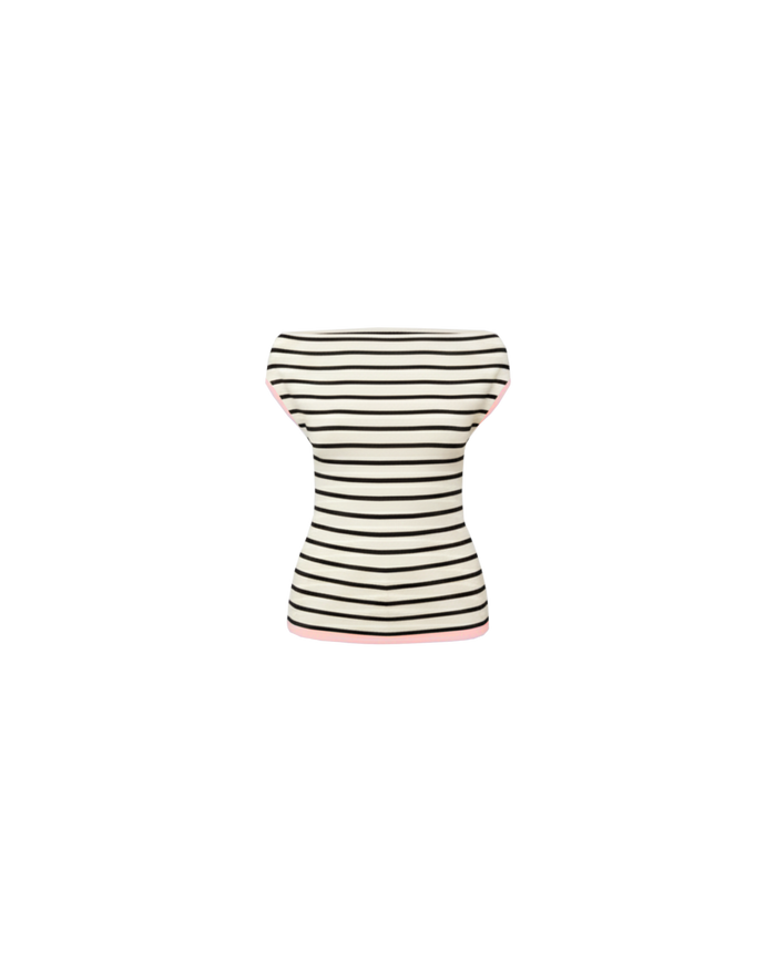 EMMA KNIT TOP WHITE BLACK STRIPE