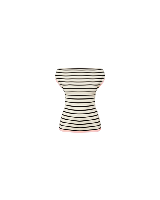 EMMA KNIT TOP WHITE BLACK STRIPE