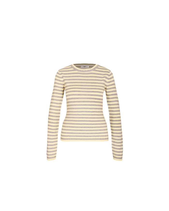 ESME LONG SLEEVE GREY MARLE BUTTER STRIPE