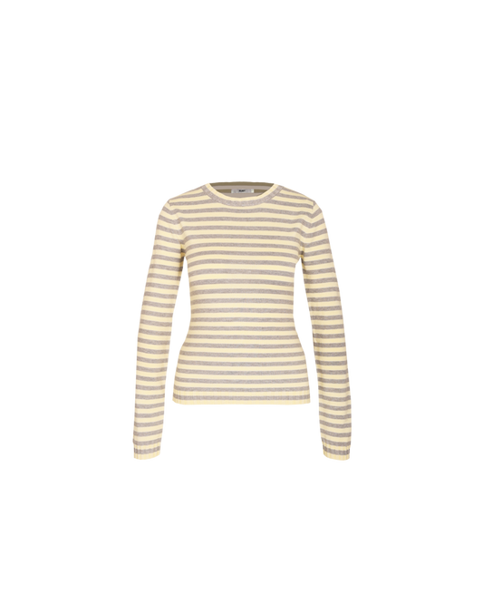 ESME LONG SLEEVE GREY MARLE BUTTER STRIPE