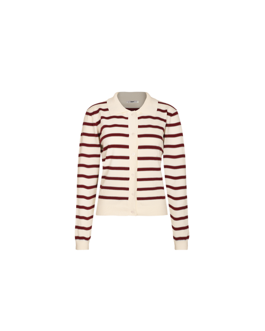 ESME POLO SHIRT WHITE BURGUNDY BLUE STRIPE