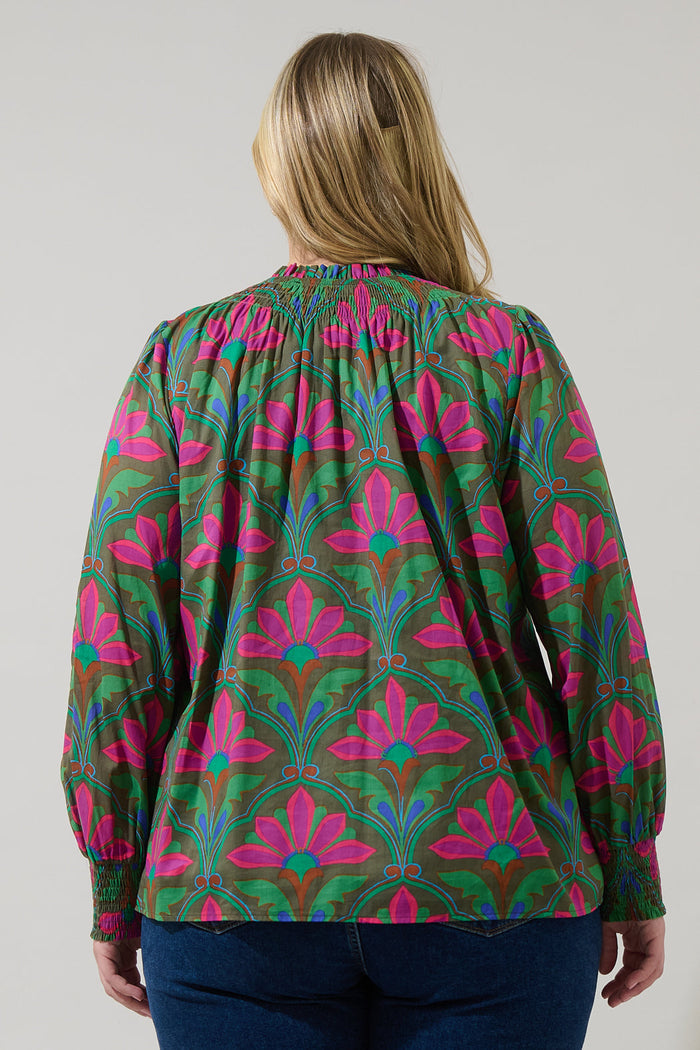 Evanna Floral Noehmi Long Sleeve Top Curve