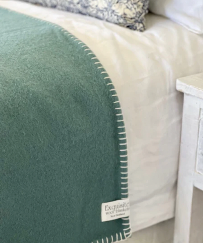 Exquisite - King Wool Blanket-Pale Sea