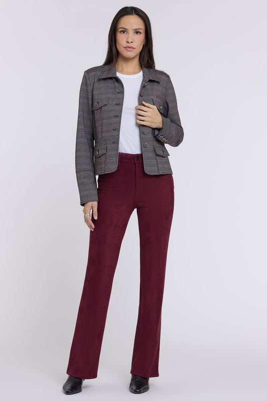 Faux Suede Brooklyn Bootcut Pants - True Burgundy