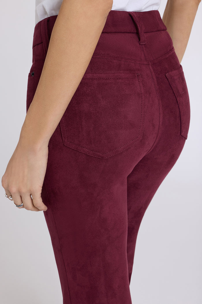 Faux Suede Brooklyn Bootcut Pants - True Burgundy