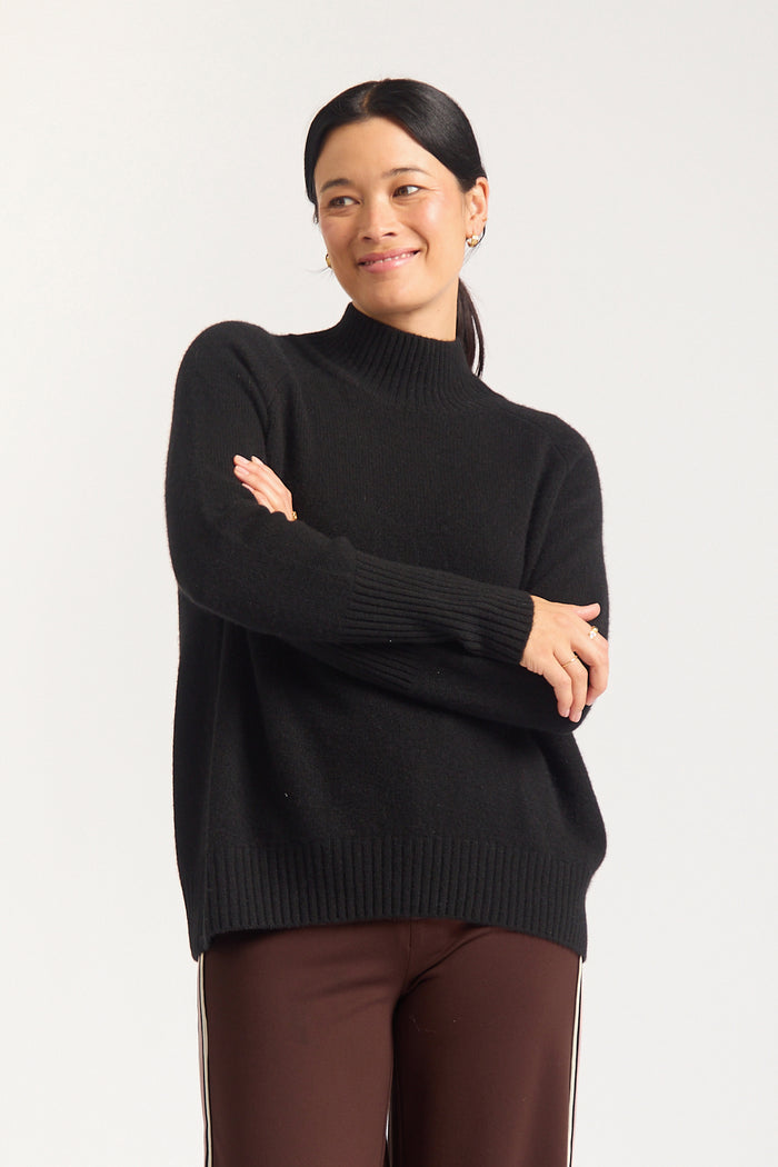 Fifi Cashmere Polo Sweater In Black