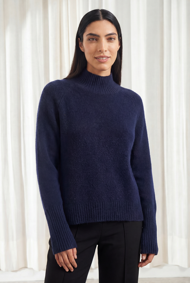 Fifi Cashmere Polo Sweater In Midnight Navy