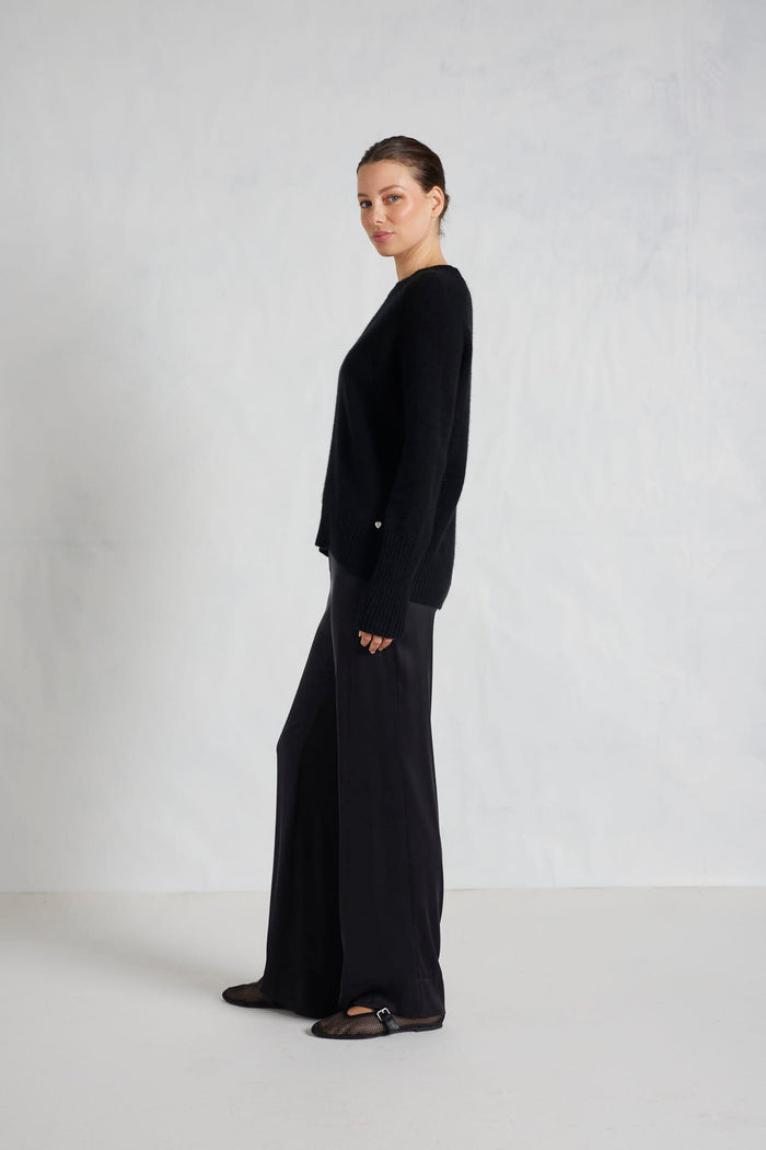Fifi Crew Cashmere Sweater in Black