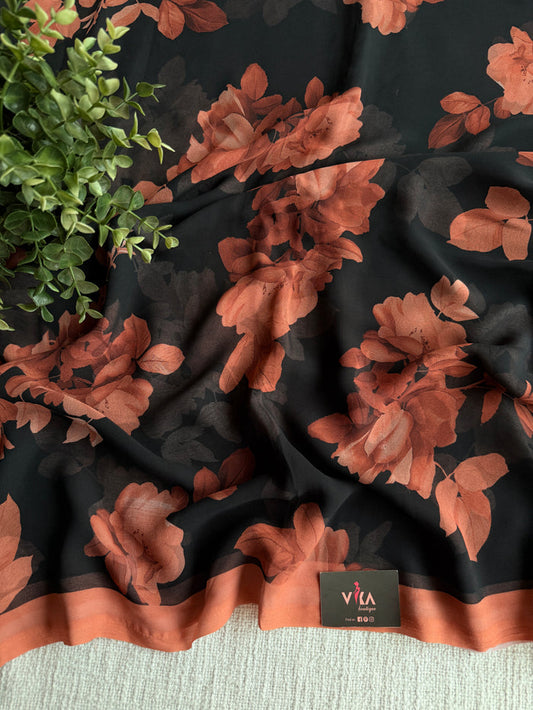 Floral printed georgette saree