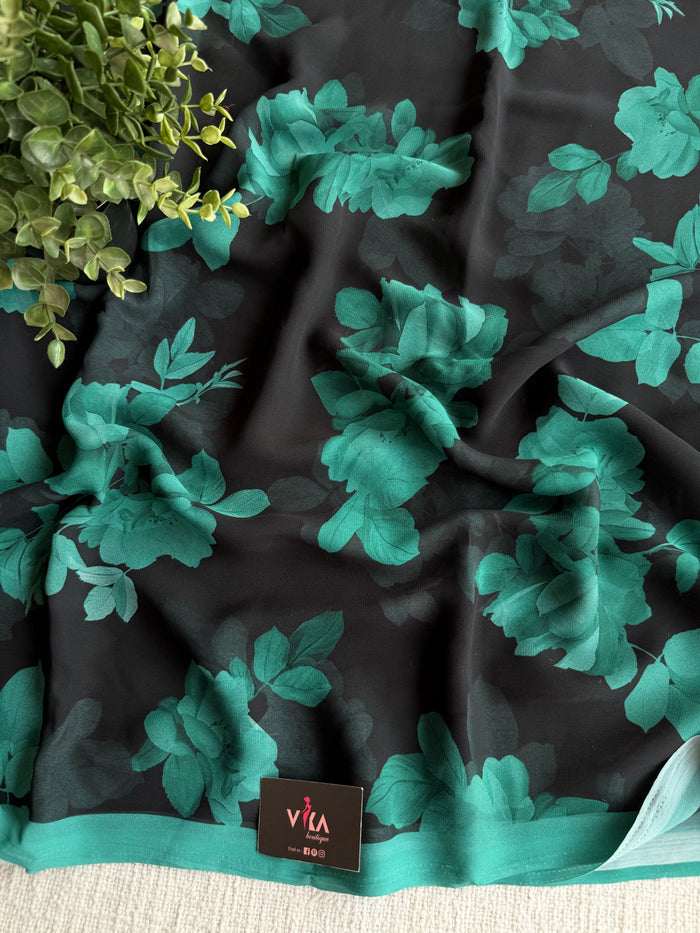 Floral printed georgette saree