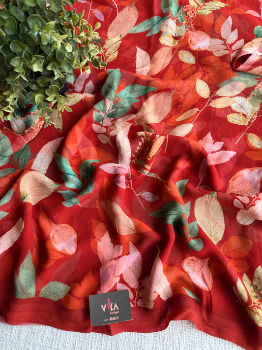 Floral printed georgette saree